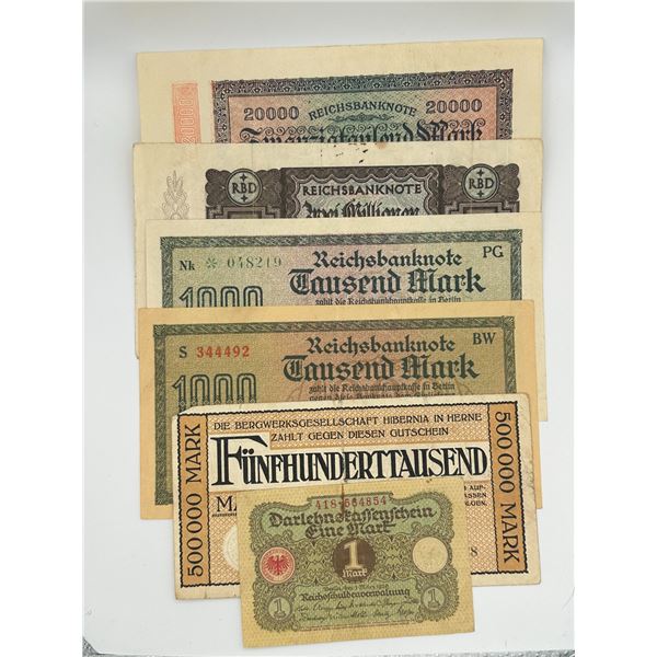 German Hyperinflation & Notgeld Mixed Notes (Various Denominations)