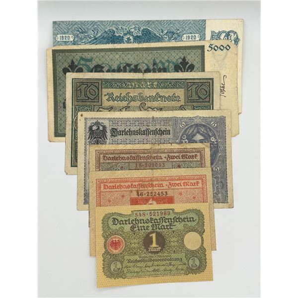 Germany Mixed Mark Notes Lot (6 pcs)