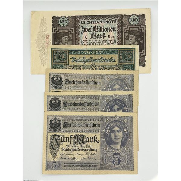 Germany Mark Notes Incl. 2 Million (5 pcs)