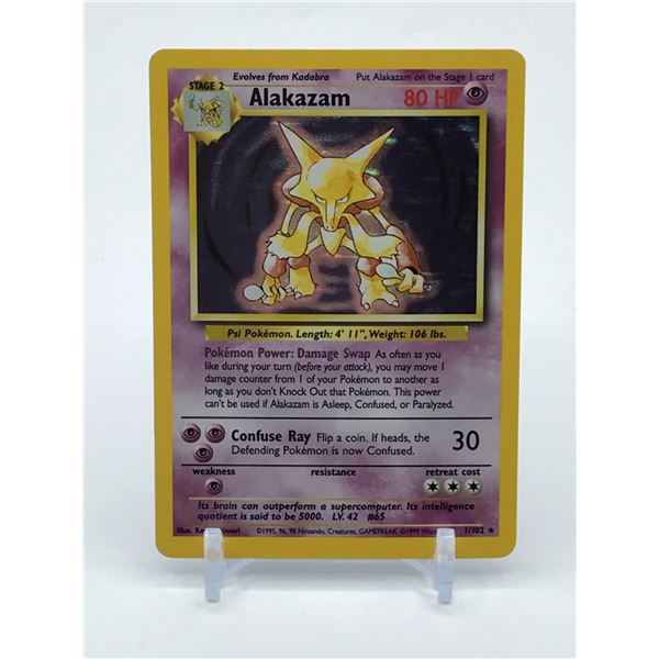 POKEMON TCG ALAKAZAM 1/102 BASE SET TRADING CARD