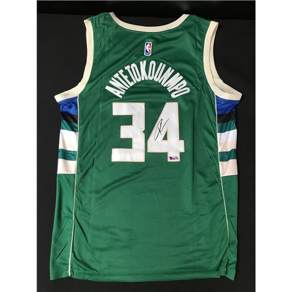 GIANNIS ANTETOKOUNMO SIGNED MILWAUKEE BUCKS CUSTOM JERSEY - ACE COA