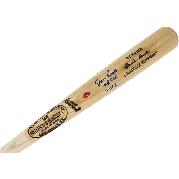 ERNIE BANKS SIGNED AND INSCRIBED BASEBALL BAT (BANKS COA)