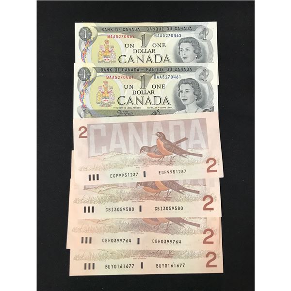 CANADIAN 1 AND 2 DOLLAR BILLS LOT