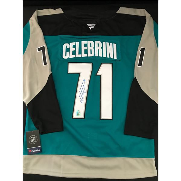 MACKLIN CELEBRINI SIGNED SAN JOSE SHARKS CUSTOM JERSEY - AUTOGRAPH ADDICTS COA