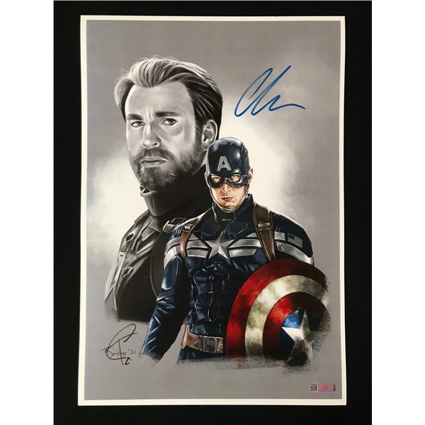 CHRIS EVANS SIGNED CAPTAIN AMERICA 11 X 18 PRINT - CELEBRITY COA