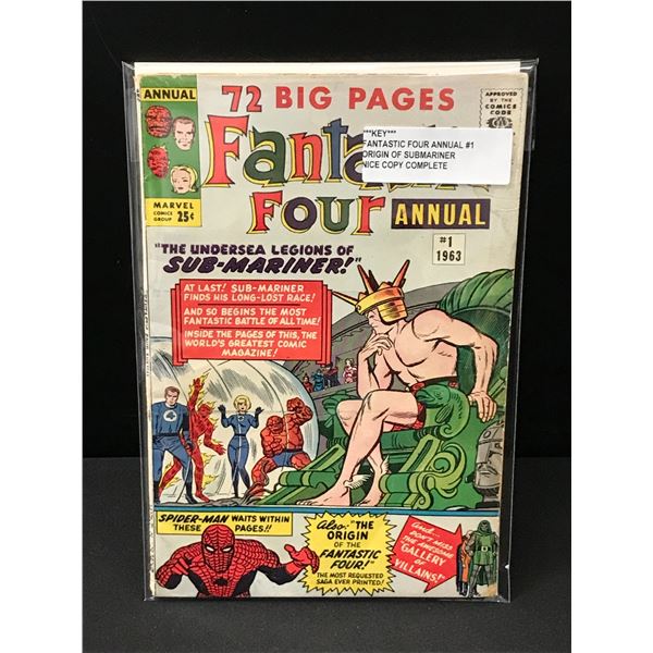 BIG KEY FANTASTIC FOUR ANNUAL NO.1 ORIGIN OF SUBMARINER - MARVEL COMICS