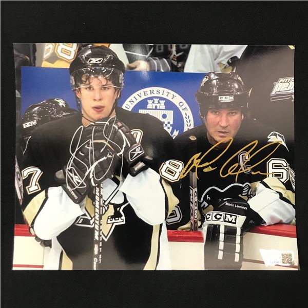 SIDNEY CROSBY AND MARIO LEMIEUX DUAL SIGNED 8X10 - ACE COA