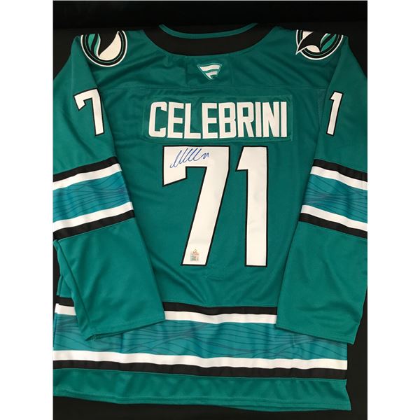 MACKLIN CELEBRINI SIGNED SAN JOSE SHARKS CUSTOM JERSEY - AUTOGRAPH ADDICTS COA