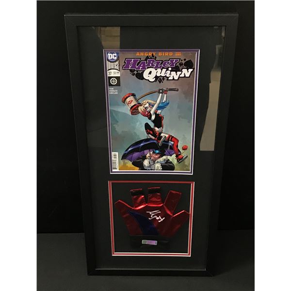MARGOT ROBBIE SIGNED HARLEY QUINN PRESENTATION PIECE INCLUDING COMIC AND GLOVE - KB COA