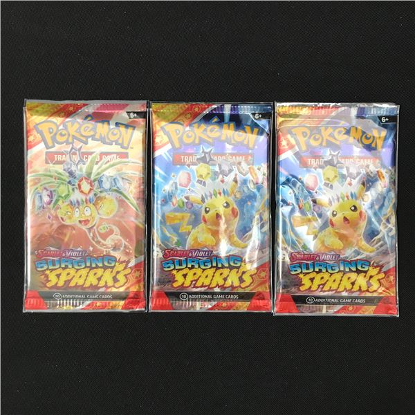 LOT OF 3 POKEMON TCG SURGING SPARKS SEALED BOOSTER PACKS