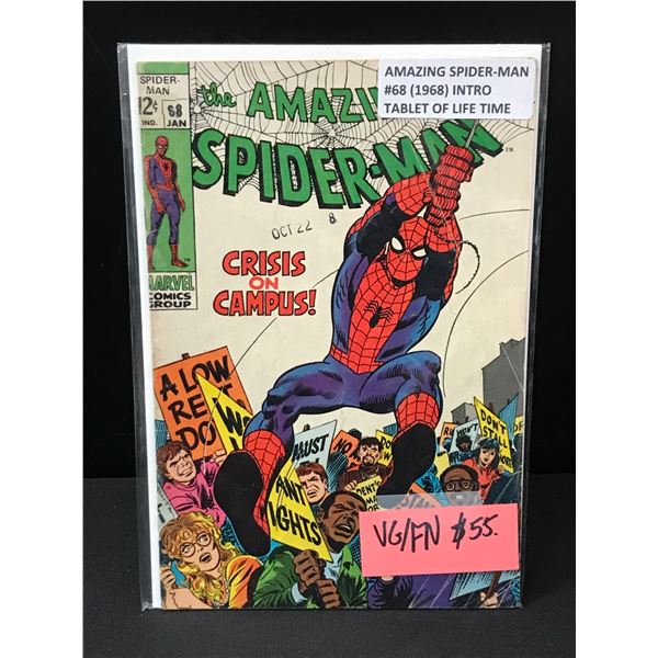 THE AMAZING SPIDERMAN #68 (1968) INTRO OF TABLET OF LIFE TIME - MARVEL COMICS