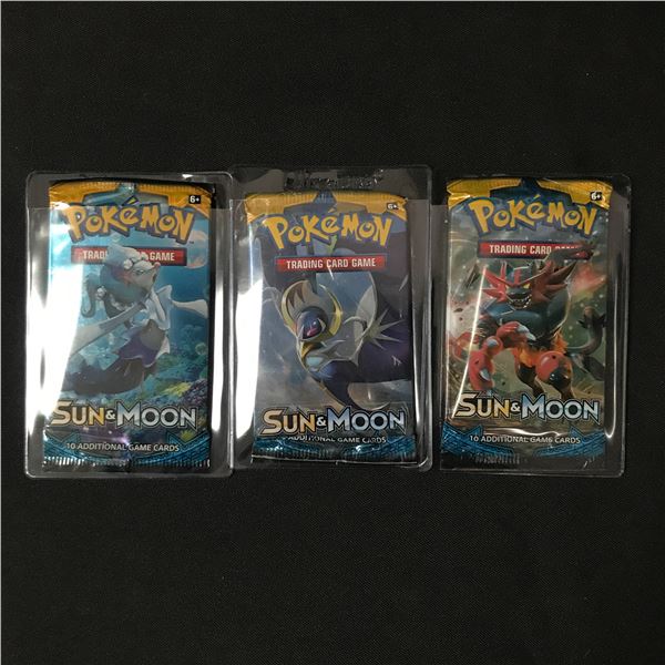 LOT OF 3 POKEMON TCG SUN & MOON SEALED ENGLISH BOOSTER PACKS