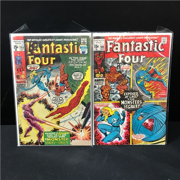 LOT OF 2 FANTASTIC FOUR COMICS #105-106 - MARVEL COMICS