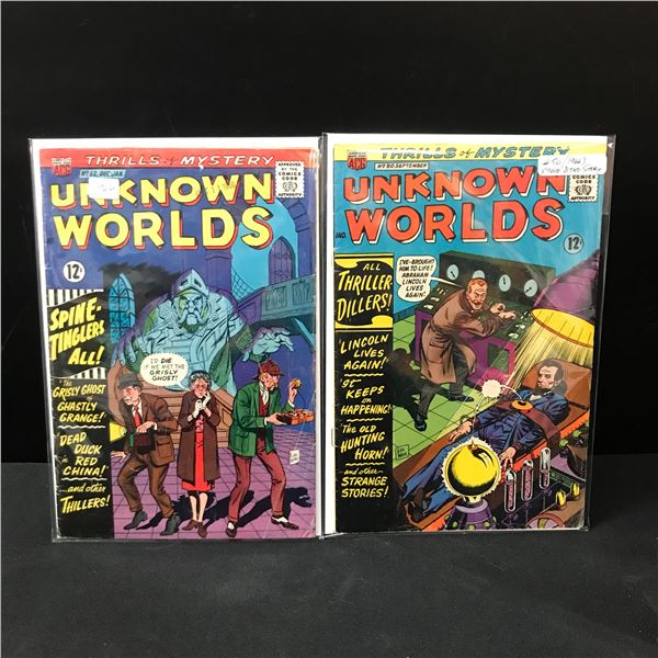 LOT OF 2 UNKNOWN WORLD'S COMICS #50 & 52 - ACG COMICS
