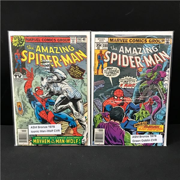 LOT OF 2 AMAZING SPIDERMAN COMICS #180 & #190 - MARVEL COMICS