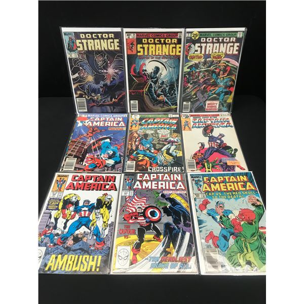 LOT OF 9 MARVEL COMICS - DR STRANGE AND CAPTAIN AMERICA