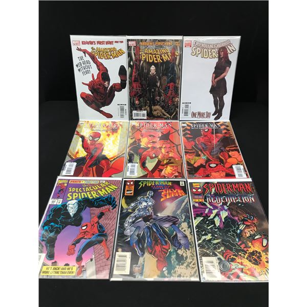 LOT OF 9 COMICS FEATURING SPIDERMAN - MARVEL COMICS