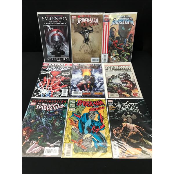 LOT OF 9 COMICS FEATURING SPIDERMAN OR VENOM - MARVEL COMICS