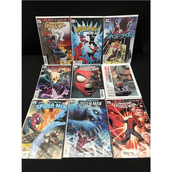 LOT OF 9 SPIDERMAN BASED COMICS - MARVEL COMICS