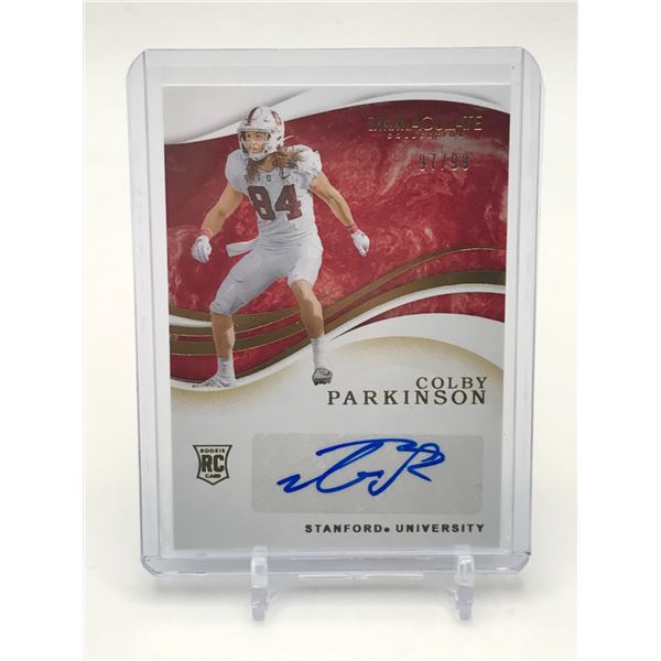 2020 PANINI IMMACULATE COLLECTION COLLEGIATE COLBY PARKINSON SIGNED ROOKIE TRADING CARD 97/99