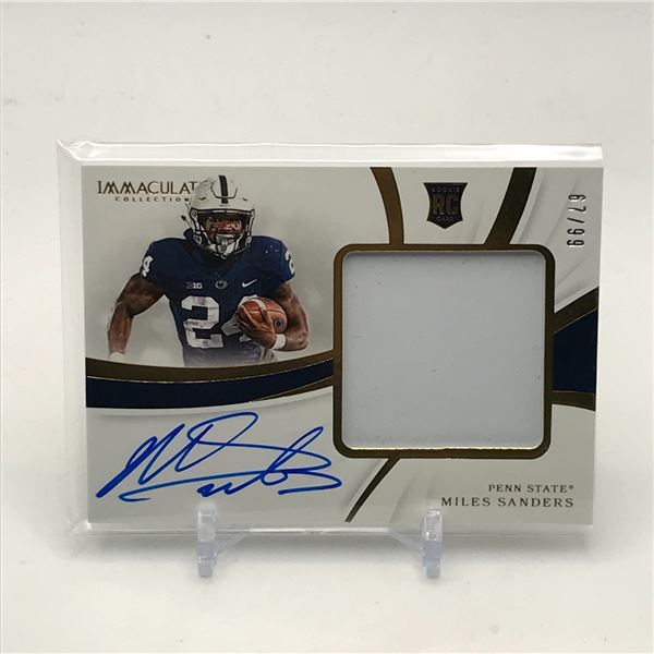 2020 PANINI IMMACULATE COLLECTION COLLEGIATE MILES SANDERS SIGNED PATCH TRADING CARD 67/99
