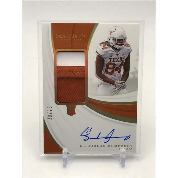 2020 PANINI IMMACULATE COLLECTION COLLEGIATE LIL' JORDAN HUMPHREY SIGNED PATCH TRADING CARD 23/25