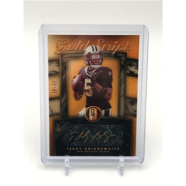 2020 PANINI GOLD STANDARD FOOTBALL TEDDY BRIDGEWATER SIGNED TRADING CARD 36/50