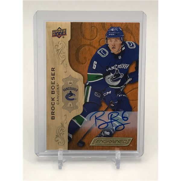2018-19 UPPER DECK ENGRAINED HOCKEY BROCK BOESER SIGNED TRADING CARD - UPPER DECK COA