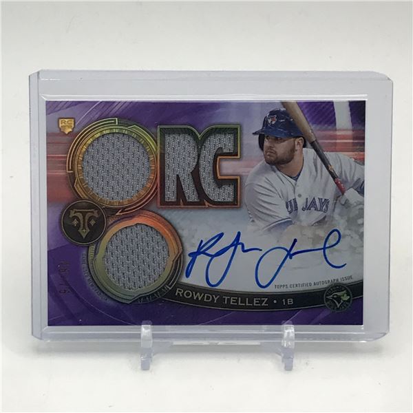 2019 TOPPS ROWDY TELLEZ SIGNED DUAL PATCH ROOKIE TRADING CARD