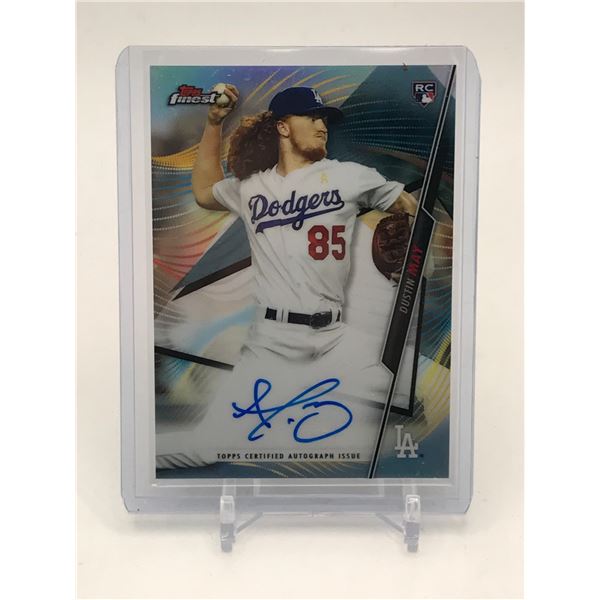 2020 TOPPS FINEST BASEBALL DUSTIN MAY SIGNED ROOKIE TRADING CARD - TOPPS COA