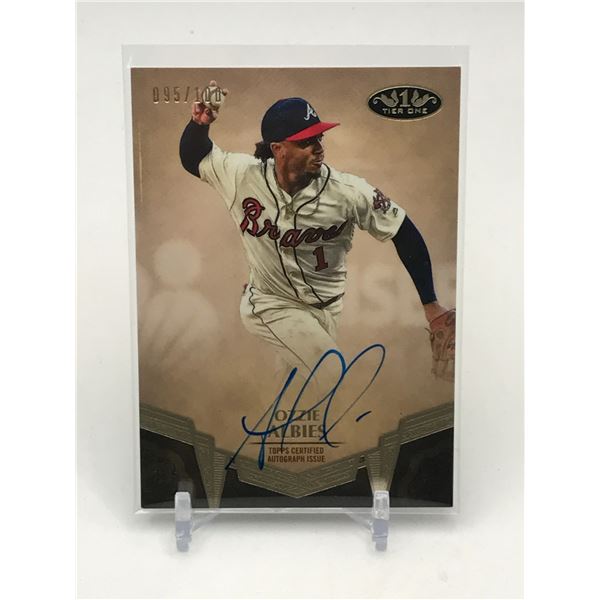 2019 TOPPS TIER 1 OZZIE ALBIES SIGNED TRADING CARD 095/100