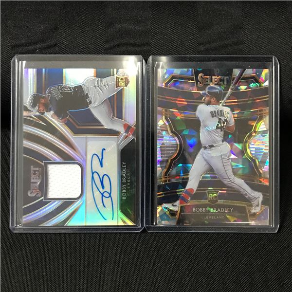 LOT OF 2 BOBBY BRADLEY BASEBALL TRADING CARDS - 1 ROOKIE AND 1 SIGNED