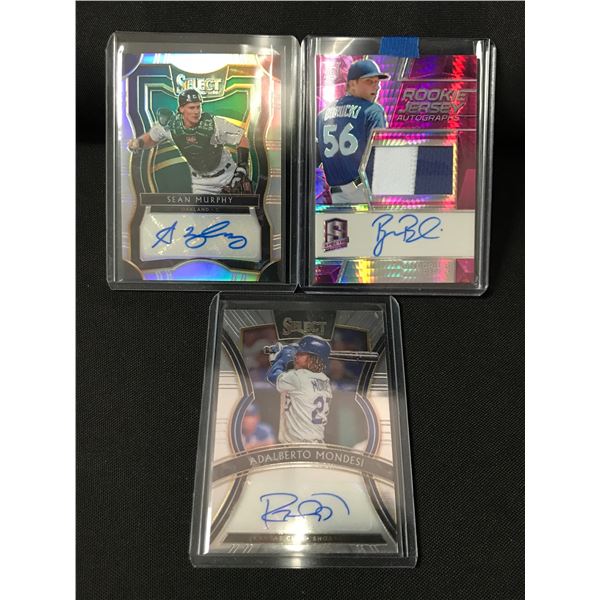 LOT OF 3 SIGNED BASEBALL TRADING CARDS