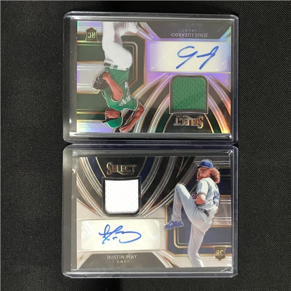 LOT OF 2 PANINI 2020 SELECT BASEBALL SIGNED PATCH ROOKIE TRADING CARDS