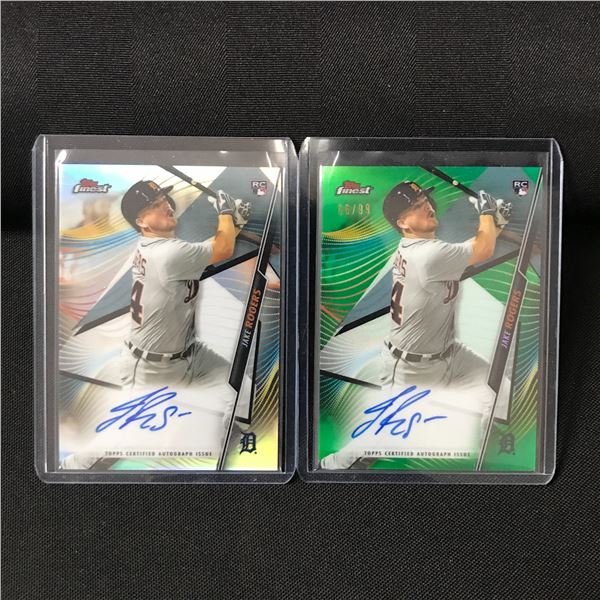LOT OF 2 2020 TOPPS FINEST JAKE ROGERS SIGNED ROOKIE TRADING CARDS - INCLUDING 66/99