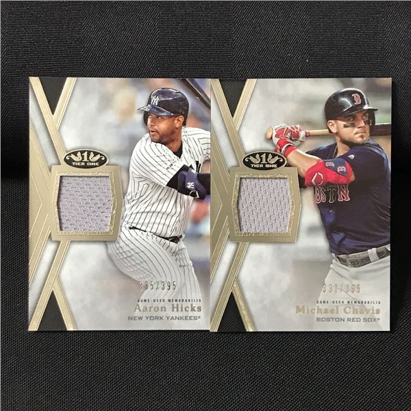 LOT OF 2 2020 TOPPS TIER 1 PATCH BASEBALL TRADING CARDS /395