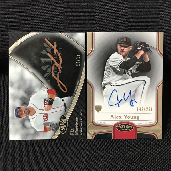 LOT OF 2 2020 TOPPS SIGNED BASEBALL TRADING CARDS - 22/25 & 149/299