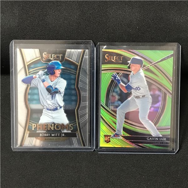 LOT OF 2 2020 PANINI SELECT BASEBALL TRADING CARDS - INCLUDING GAVIN LUX ROOKIE CARD