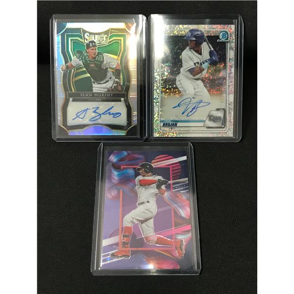 LOT OF 3 BASEBALL TRADING CARDS - INCLUDING 2 SIGNED