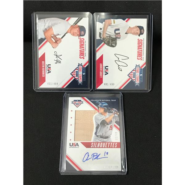 LOT OF 3 SIGNED BASEBALL TRADING CARDS