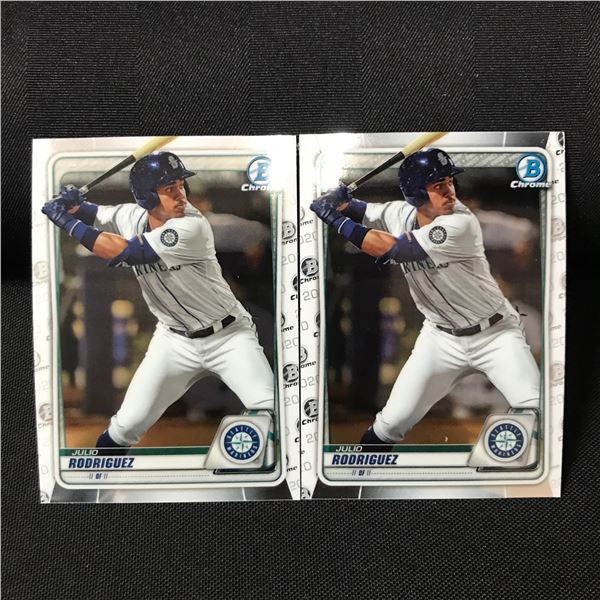 LOT OF 2 JULIO RODRIGUEZ BOWMAN CHROME BASEBALL TRADING CARDS