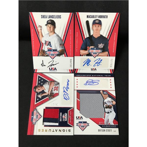 LOT OF 4 SIGNED BASEBALL TRADING CARDS