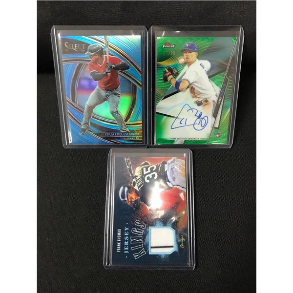 LOT OF 3 BASEBALL TRADING CARDS INCLUDING ONE SIGNED