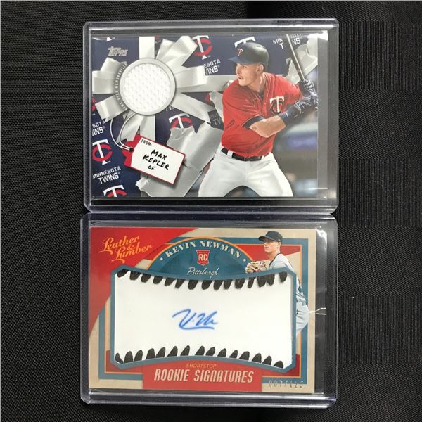 LOT OF 2 PATCH BASEBALL TRADING CARDS INCLUDING KEVIN NEWMAN SIGNED ROOKIE CARD