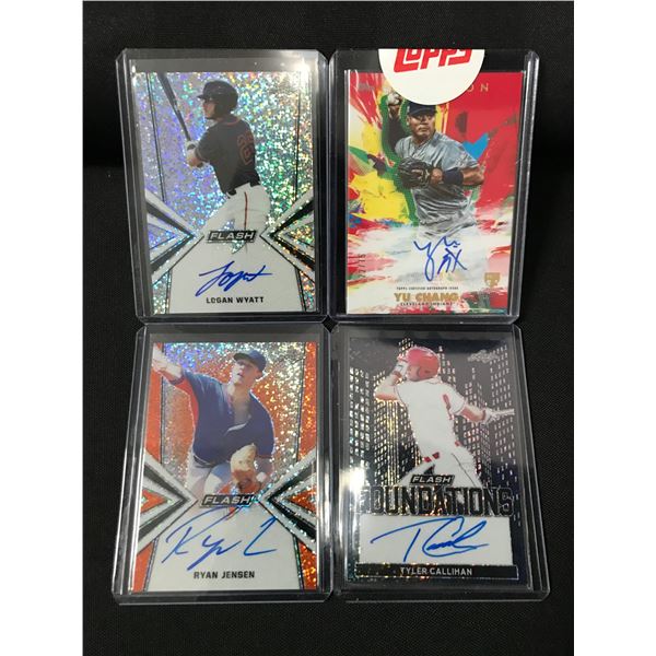 LOT OF 4 BASEBALL SIGNED TRADING CARDS