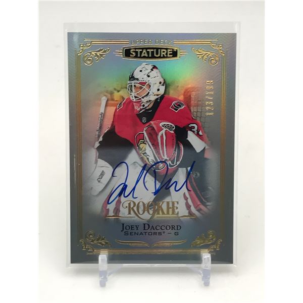 2019-20 UPPER DECK STATURE HOCKEY JOEY DACCORD SIGNED TRADING CARD 123/199