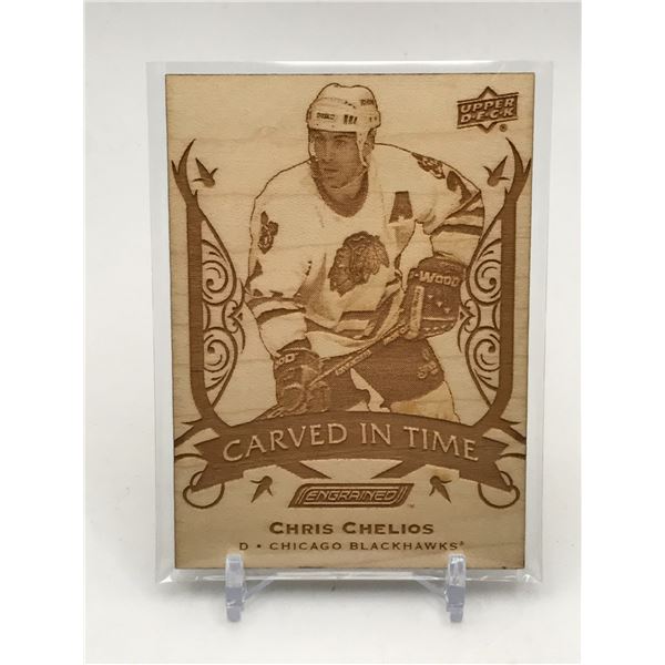 2019-20 UPPER DECK ENGRAINED HOCKEY CARVED IN TIME CHRIS CHELIOS TRADING CARD