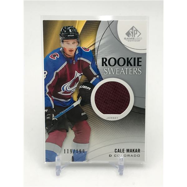 2019-20 UPPER DECK SP GAME USED HOCKEY CALE MAKAR ROOKIE SWEATERS TRADING CARD 119/199