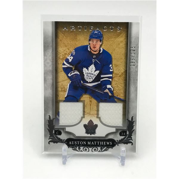 2018-19 UPPER DECK ARTIFACTS HOCKEY DUAL PATCH AUSTON MATTHEWS TRADING CARD 066/125