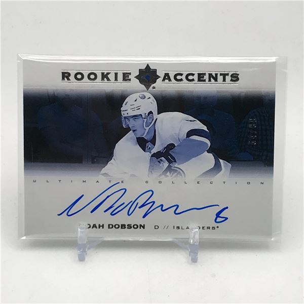 2019-20 UPPER DECK ULTIMATE COLLECTION HOCKEY NOAH DOBSON SIGNED ROOKIE ACCENTS TRADING CARD 64/99
